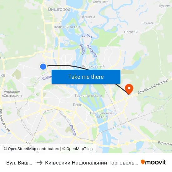 Вул. Вишгородська to Київський Національний Торговельно-Економічний Університет map