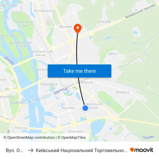 Вул. Олійника to Київський Національний Торговельно-Економічний Університет map