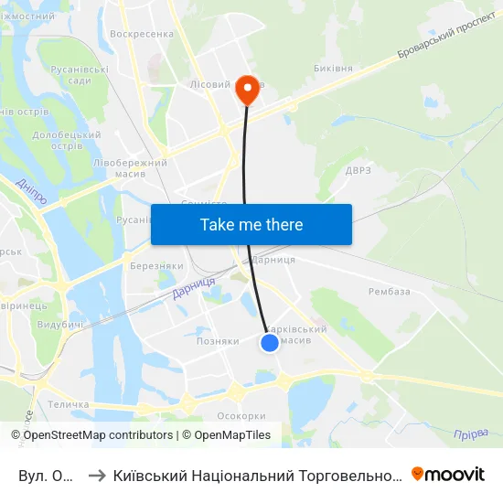 Вул. Олійника to Київський Національний Торговельно-Економічний Університет map
