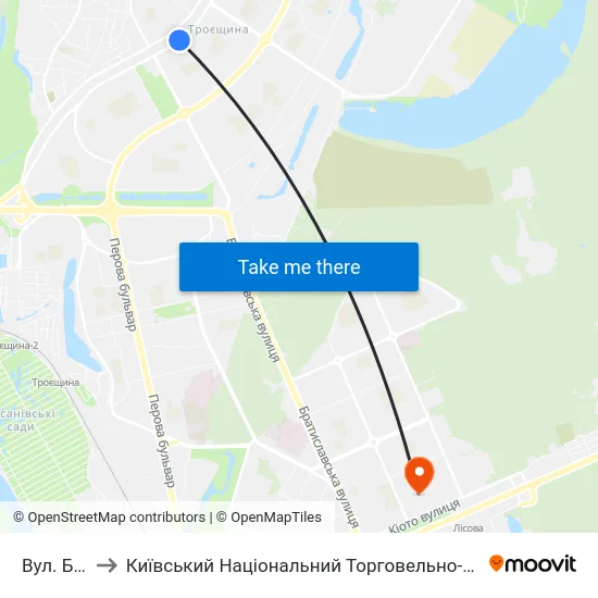 Вул. Беретті to Київський Національний Торговельно-Економічний Університет map