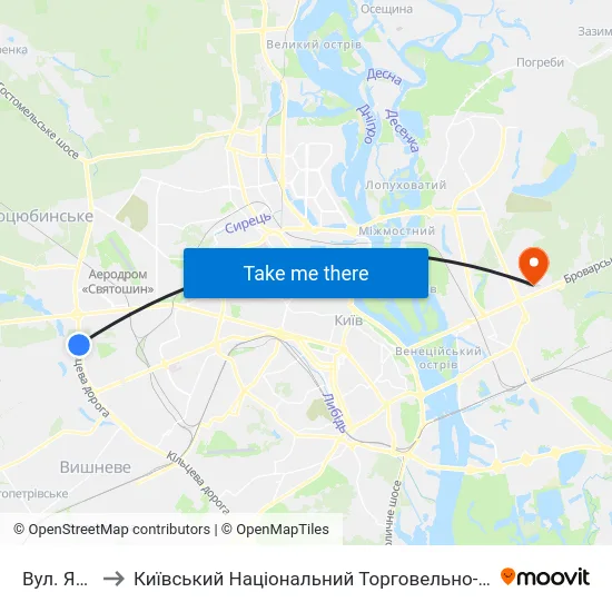 Вул. Янтарна to Київський Національний Торговельно-Економічний Університет map