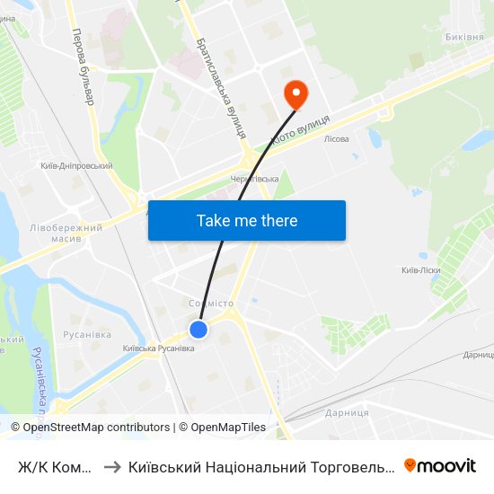 Ж/К Комфорт-Таун to Київський Національний Торговельно-Економічний Університет map