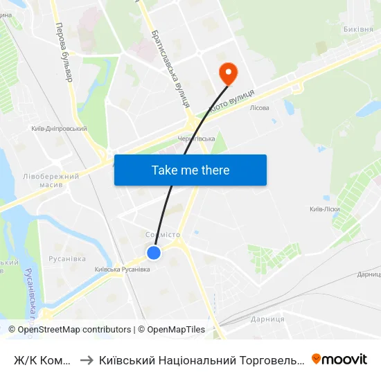 Ж/К Комфорт-Таун to Київський Національний Торговельно-Економічний Університет map