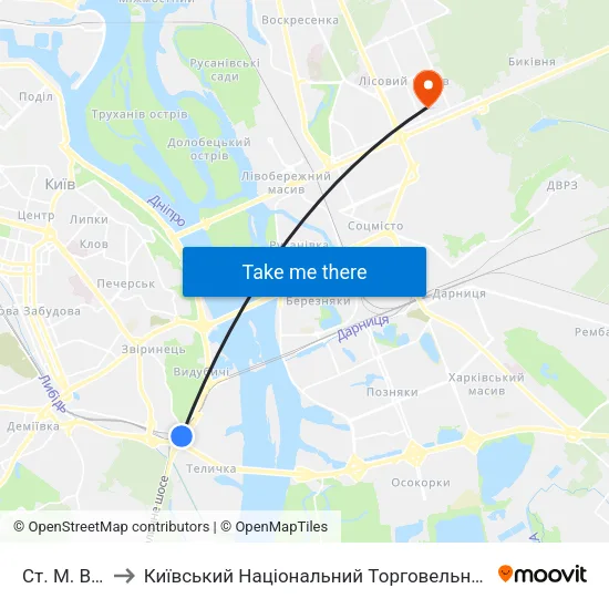 Ст. М. Видубичі to Київський Національний Торговельно-Економічний Університет map