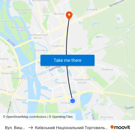 Вул. Вишняківська to Київський Національний Торговельно-Економічний Університет map