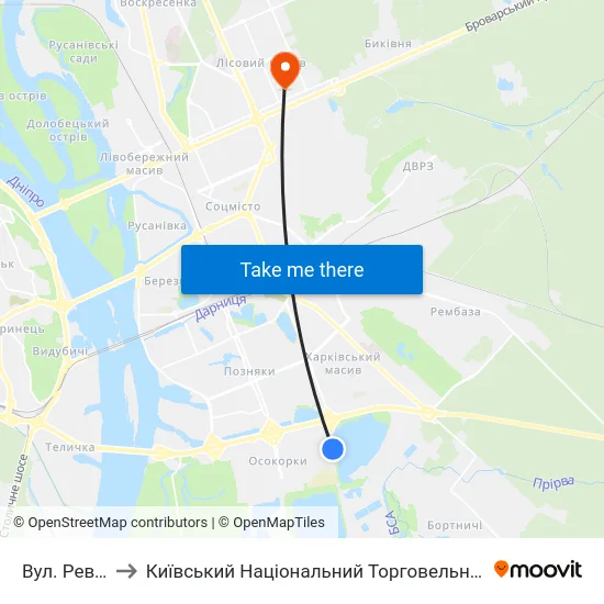 Вул. Ревуцького to Київський Національний Торговельно-Економічний Університет map