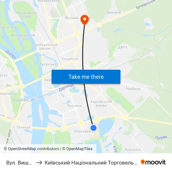 Вул. Вишняківська to Київський Національний Торговельно-Економічний Університет map