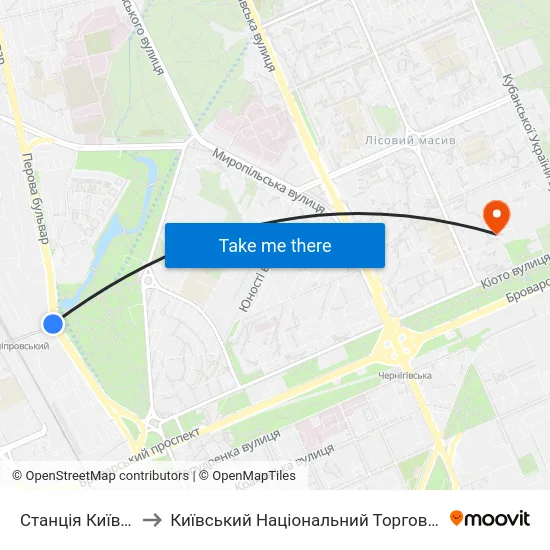 Станція Київ-Дніпровський to Київський Національний Торговельно-Економічний Університет map