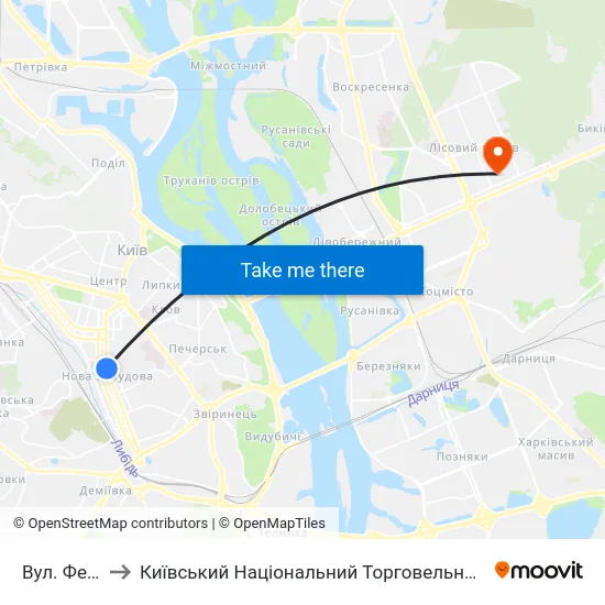 Вул. Федорова to Київський Національний Торговельно-Економічний Університет map