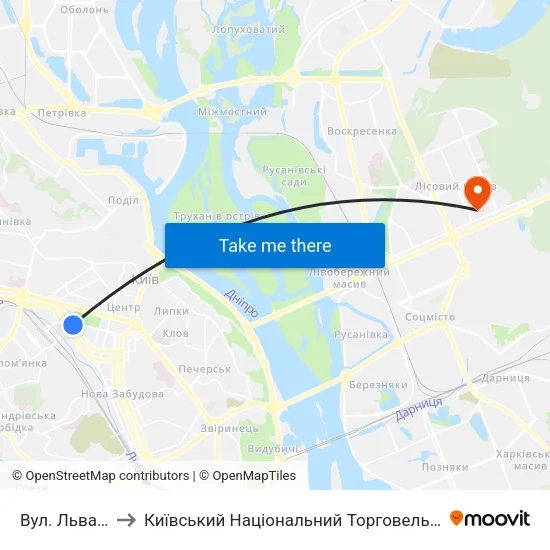 Вул. Льва Толстого to Київський Національний Торговельно-Економічний Університет map