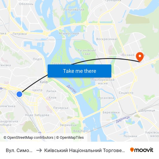 Вул. Симона Петлюри to Київський Національний Торговельно-Економічний Університет map