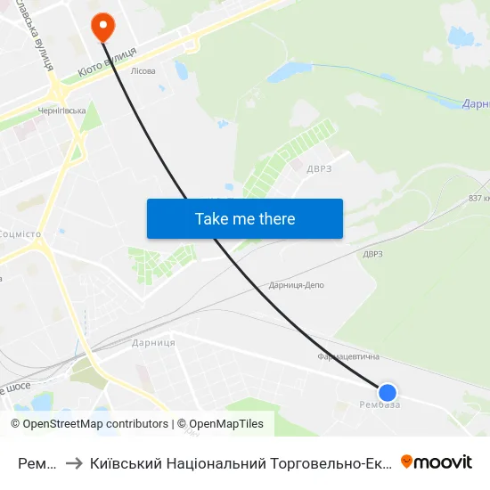 Рембаза to Київський Національний Торговельно-Економічний Університет map