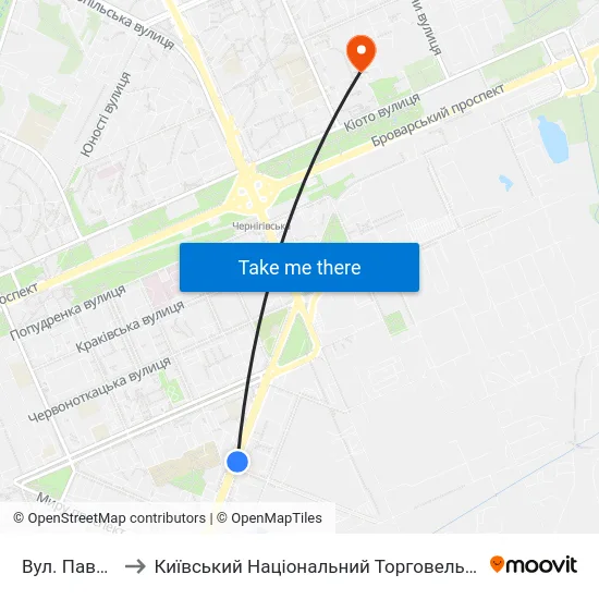 Вул. Павла Усенка to Київський Національний Торговельно-Економічний Університет map