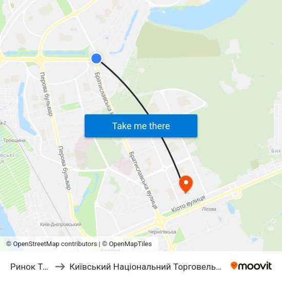 Ринок Троєщина to Київський Національний Торговельно-Економічний Університет map
