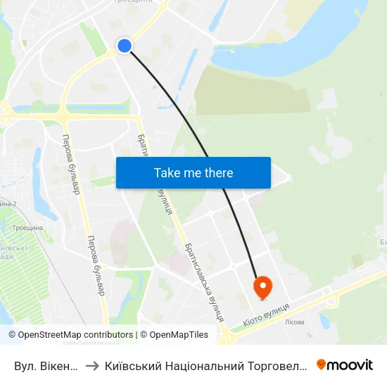 Вул. Вікентія Беретті to Київський Національний Торговельно-Економічний Університет map