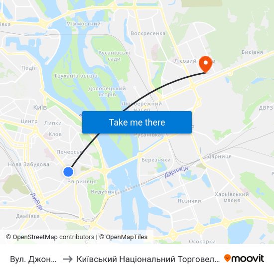Вул. Джона Маккейна to Київський Національний Торговельно-Економічний Університет map