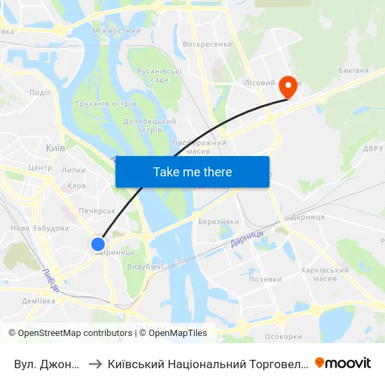 Вул. Джона Маккейна to Київський Національний Торговельно-Економічний Університет map