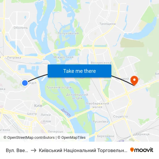 Вул. Введенська to Київський Національний Торговельно-Економічний Університет map