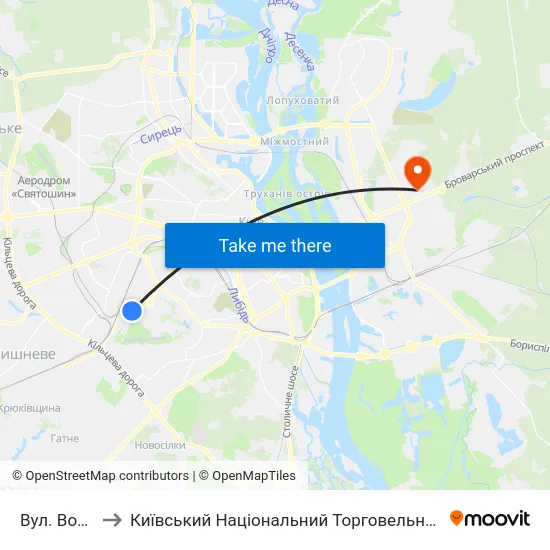 Вул. Волинська to Київський Національний Торговельно-Економічний Університет map