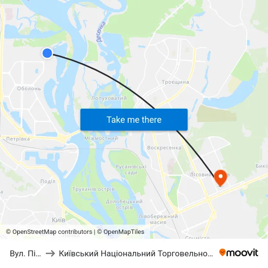 Вул. Північна to Київський Національний Торговельно-Економічний Університет map