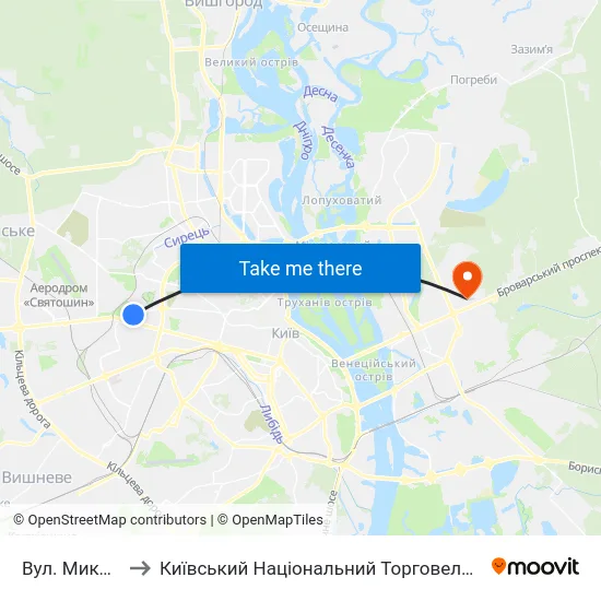 Вул. Миколи Шпака to Київський Національний Торговельно-Економічний Університет map