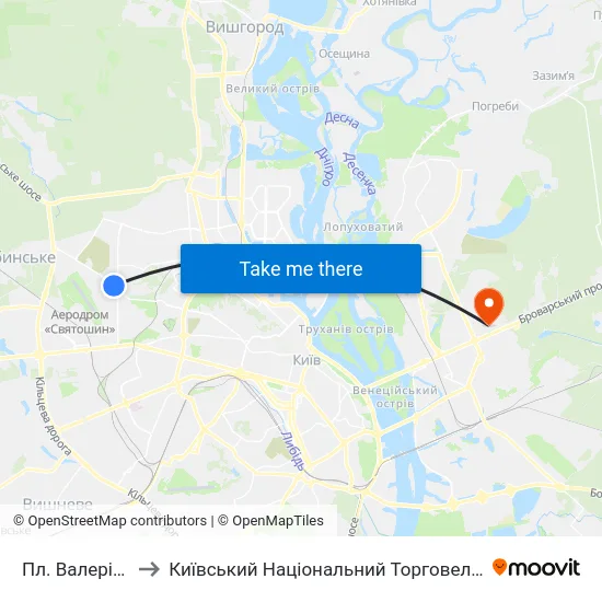 Пл. Валерія Марченка to Київський Національний Торговельно-Економічний Університет map