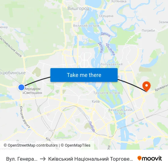 Вул. Генерала Наумова to Київський Національний Торговельно-Економічний Університет map