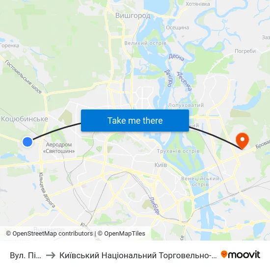 Вул. Підлісна to Київський Національний Торговельно-Економічний Університет map