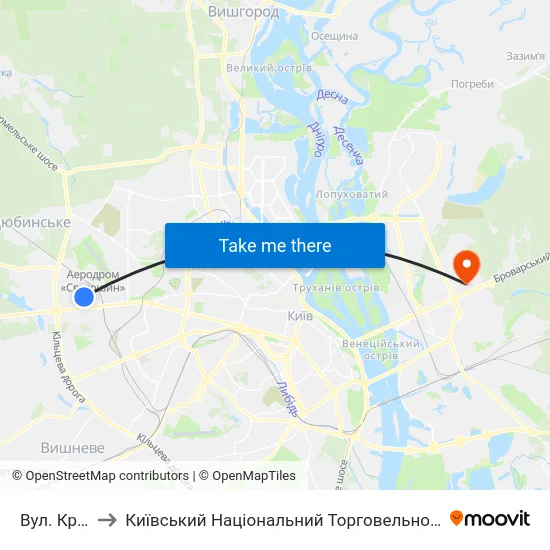 Вул. Краснова to Київський Національний Торговельно-Економічний Університет map