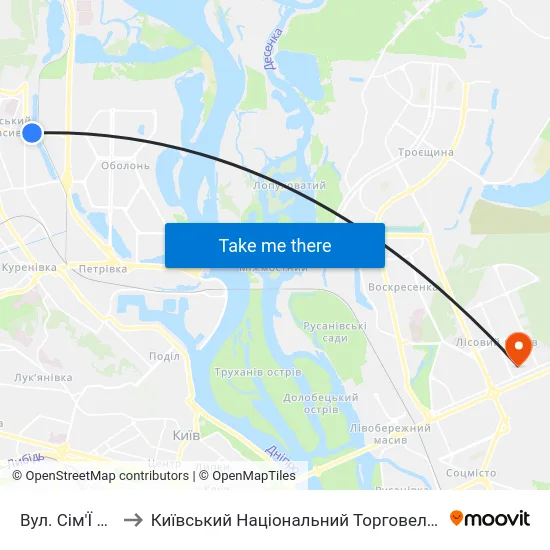 Вул. Сім'Ї Кульженків to Київський Національний Торговельно-Економічний Університет map