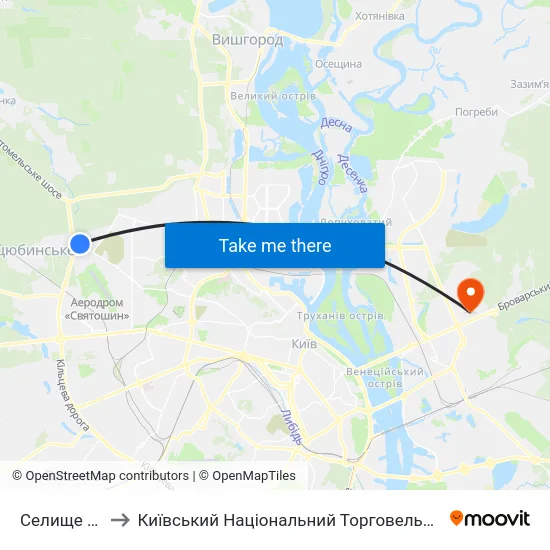 Селище Берковці to Київський Національний Торговельно-Економічний Університет map