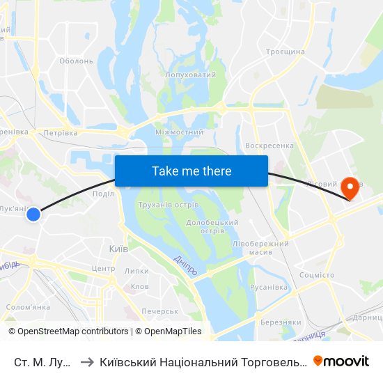 Ст. М. Лук'Янівська to Київський Національний Торговельно-Економічний Університет map