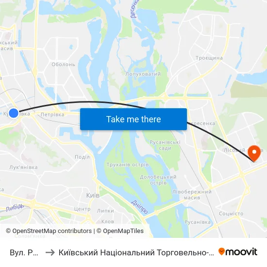 Вул. Рилєєва to Київський Національний Торговельно-Економічний Університет map