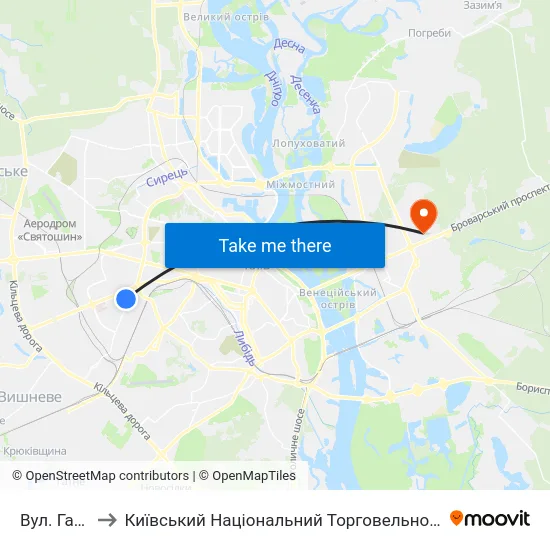 Вул. Гарматна to Київський Національний Торговельно-Економічний Університет map