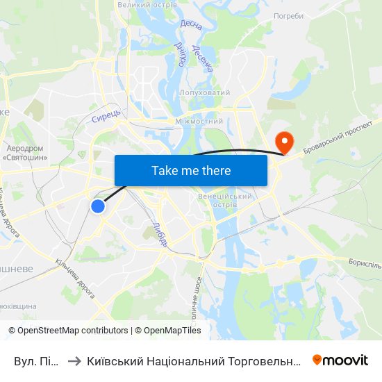 Вул. Пітерська to Київський Національний Торговельно-Економічний Університет map