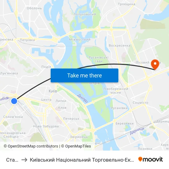 Стадіон to Київський Національний Торговельно-Економічний Університет map