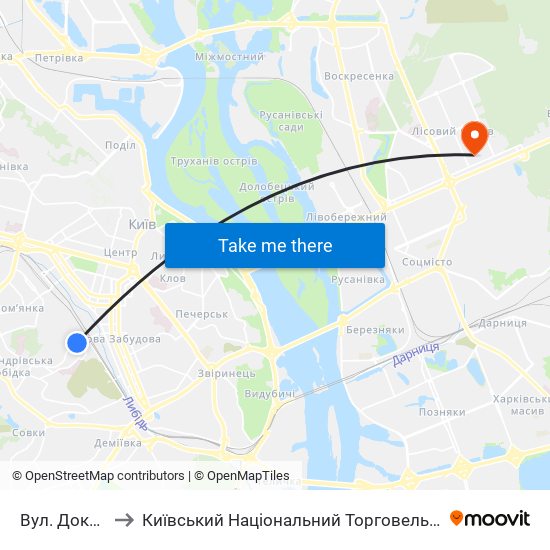 Вул. Докучаєвська to Київський Національний Торговельно-Економічний Університет map