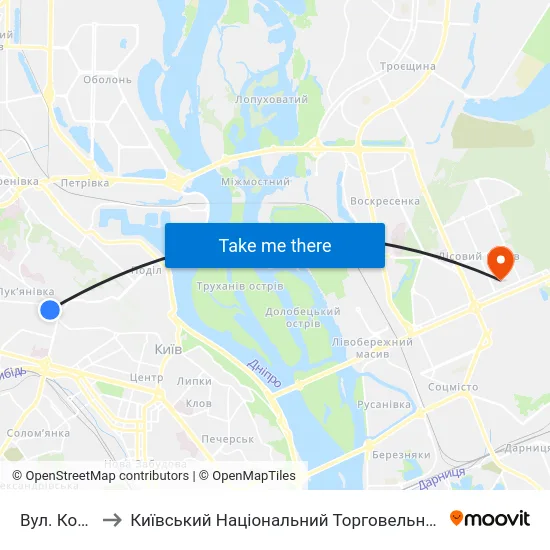 Вул. Коперника to Київський Національний Торговельно-Економічний Університет map