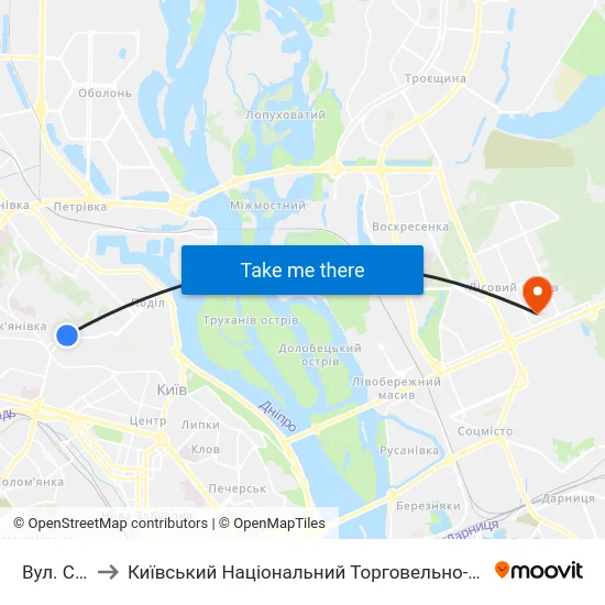 Вул. Соляна to Київський Національний Торговельно-Економічний Університет map