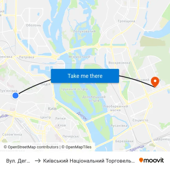 Вул. Дегтярівська to Київський Національний Торговельно-Економічний Університет map