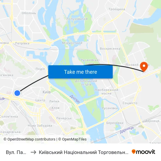 Вул. Павлівська to Київський Національний Торговельно-Економічний Університет map