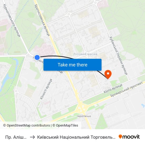 Пр. Алішера Навої to Київський Національний Торговельно-Економічний Університет map