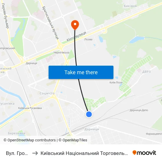Вул. Гродненська to Київський Національний Торговельно-Економічний Університет map