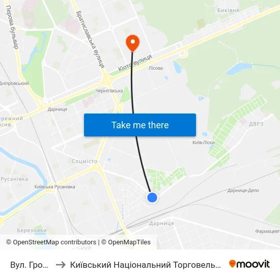 Вул. Гродненська to Київський Національний Торговельно-Економічний Університет map