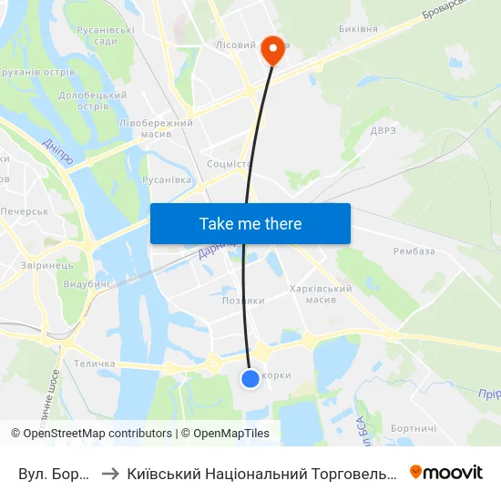 Вул. Бориса Гмирі to Київський Національний Торговельно-Економічний Університет map