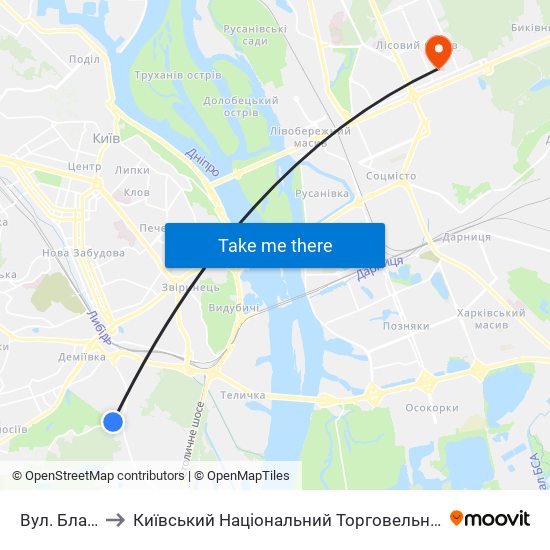 Вул. Блакитного to Київський Національний Торговельно-Економічний Університет map