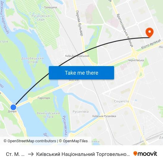 Ст. М. Дніпро to Київський Національний Торговельно-Економічний Університет map