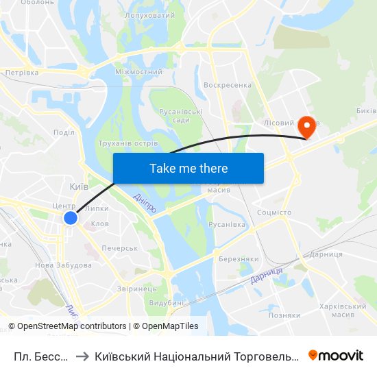 Пл. Бессарабська to Київський Національний Торговельно-Економічний Університет map