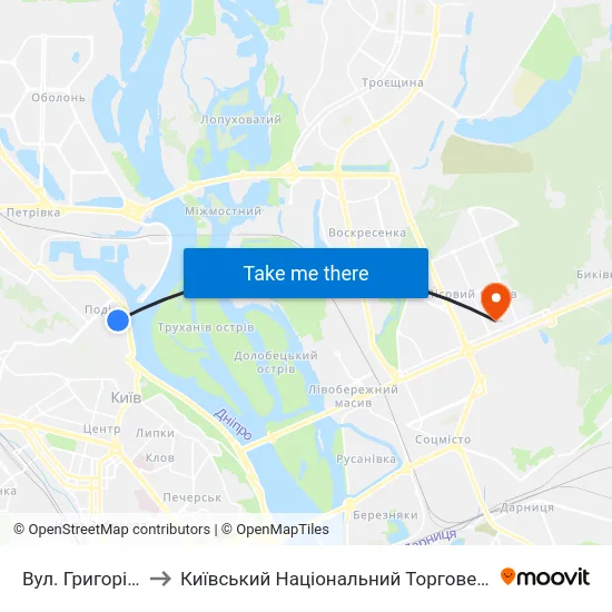 Вул. Григорія Сковороди to Київський Національний Торговельно-Економічний Університет map