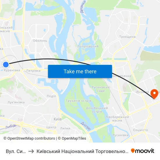 Вул. Сирецька to Київський Національний Торговельно-Економічний Університет map